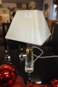 Glass Table Lamp with Cream Shade