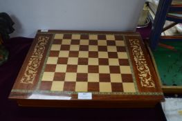 Musical Chessboard with Chess and Draughts Pieces