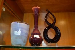 Two Glass Glass Vases and an Ornament