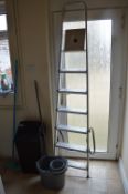 Six Tread Aluminium Step Ladder, Mop & Bucket, Waste Bin, and a Floor Sponge
