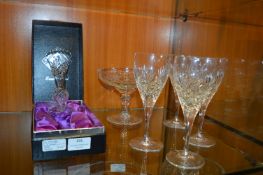 Edinburgh Crystal Vase, Four Wine Glasses, and a Tatza (All Etched)