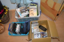 Three Boxes of Assorted Video Games, DVDs, and a PSP