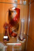 Three Red Glass Vase
