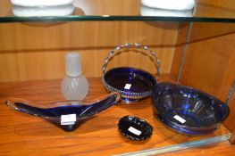 Blue Glass Dishes, Bowls, etc.