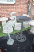 Aluminium Garden Heron plus Black Plastic Birdbath