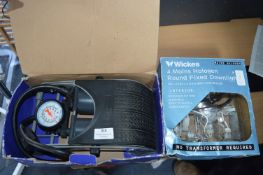 Michelin Twin Barrel Foot Pump, and Wickes Halogen