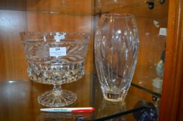 Cut Glass Pedestal Vase plus One Other