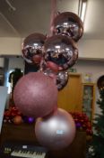 *Six Large Pink Christmas Baubles
