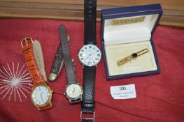 Wristwatches, Pen Knife, and Tie Clip