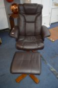 Leatherette Swivel Armchair and Footstool (AF)