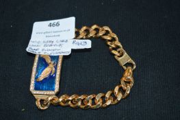 Gilt Curb Link Bracelet with Blue Enamel Eagle and
