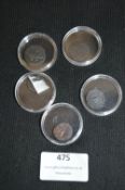 Five Bronze Roman Coins