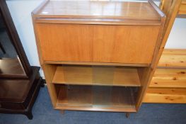Retro Teak Bureau with Glazed Shelves