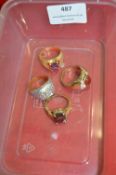 Four Gilt Rings Including Two Silver