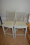 Two White Painted Shabby Chic Kitchen Chairs