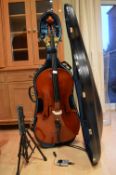 Cello with Case, Stand, and Electronic Tuner