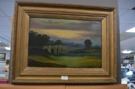 Gilt Framed Oil on Board Riverscape