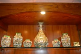 Royal Doulton Chintz Budgerigar Design 7pc Vase Se