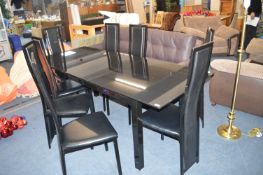 Black Glass Dining Table with Eight Chairs