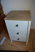 White Three Drawer Bedside Cabinet with Wood Top
