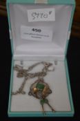 Silver Pendant with Green Stones