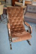 Rocking Chair with Brown Velvet Upholstery