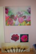 Four Unframed Floral Canvas Prints