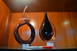 Two Art Glass Ornaments