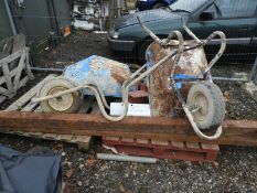 *Two Pallets Containing Assorted Steel Gate Posts, and Two Wheelbarrows