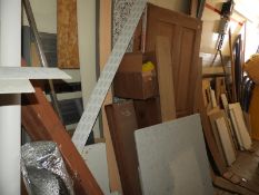 *Quantity of Hard and Soft Woods Including Oak, Three Panel Doors, and Assorted Sheet Material