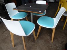 * set of table and 4 chairs - white chairs with turquoise base had and heavy-duty brushed