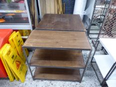* 2 x industrial and wood tables. 1x 800w x 400d x 750h. 1 x 800w x 800d x 750h