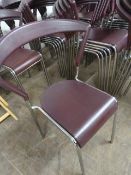 *Twelve Tubular Chrome Framed Chairs with Purple Seats and Backs