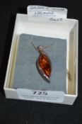 Amber & Silver Pendant and Chain