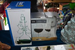 Two Balloon Wine Glasses and Port Decanter