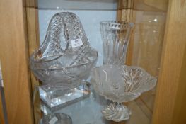 Glass Vase, Fruit Basket, and a Bowl