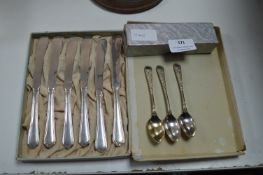 Set of Six EPNS Butter Knives plus Teaspoons