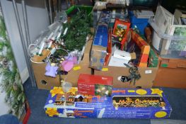 Two Boxes of Christmas Lights and Decorations