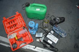 Motoring Accessories; Fuel Can, Bottle Jack, Light