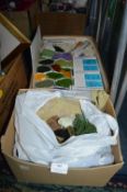 Large Box of Rug Wool and Embroidery Items