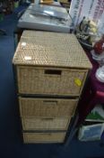 Four Drawer Wicker Storage Unit