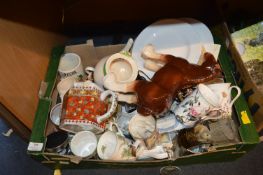 Pottery and Glassware, Teapots, Shire Horse, etc.
