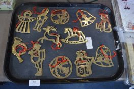Twelve Brass Christmas Decorations