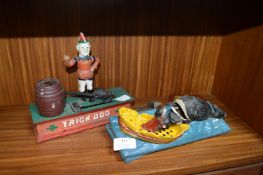 Two Reproduction Cast Iron Moneyboxes and Spares