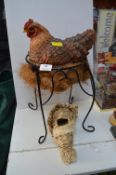 Hen on a Nest and a Birdbox