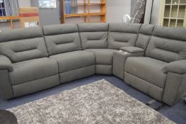 *Sectional Corner Sofa in Grey Faux Suede with Sto