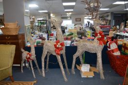 *Festive Bows with Baubles, and a Set of Three LED Reindeer