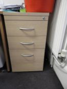 *Standalone Three Drawer Pedestal in Light Oak Finish
