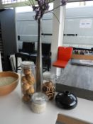 *Assorted Display Items Including Storage Jars, Vases, Wood Bowl, etc.