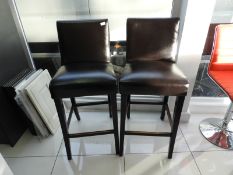 *Pair of Highseat Barstools with Faux Leather Seats and Backs